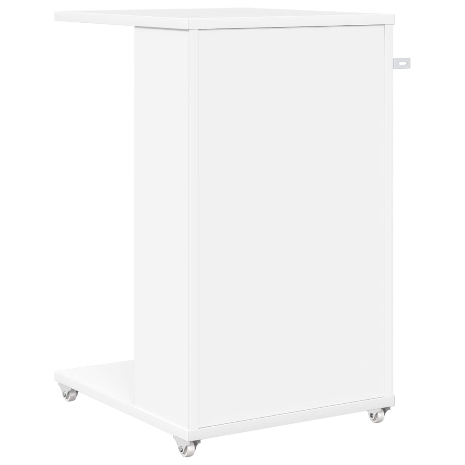 Bijzettafel met wiel Wit 40 x 35 x 60 cm Bewerkt hout is nu te koop bij PeponiXL, paradijselijk wonen!