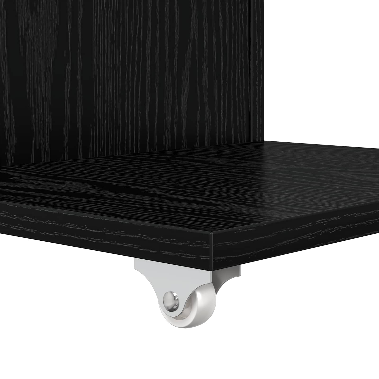 Bijzettafel met wiel Zwart Eiken 40 x 35 x 60 cm Bewerkt hout is nu te koop bij PeponiXL, paradijselijk wonen!