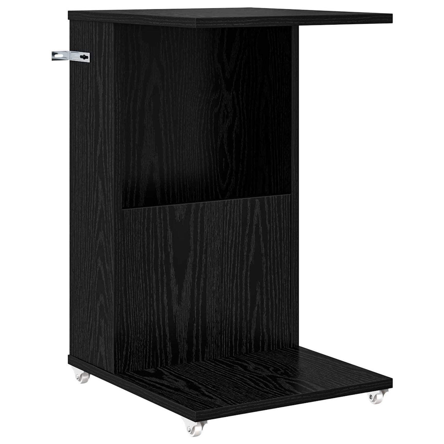Bijzettafel met wiel Zwart Eiken 40 x 35 x 60 cm Bewerkt hout is nu te koop bij PeponiXL, paradijselijk wonen!