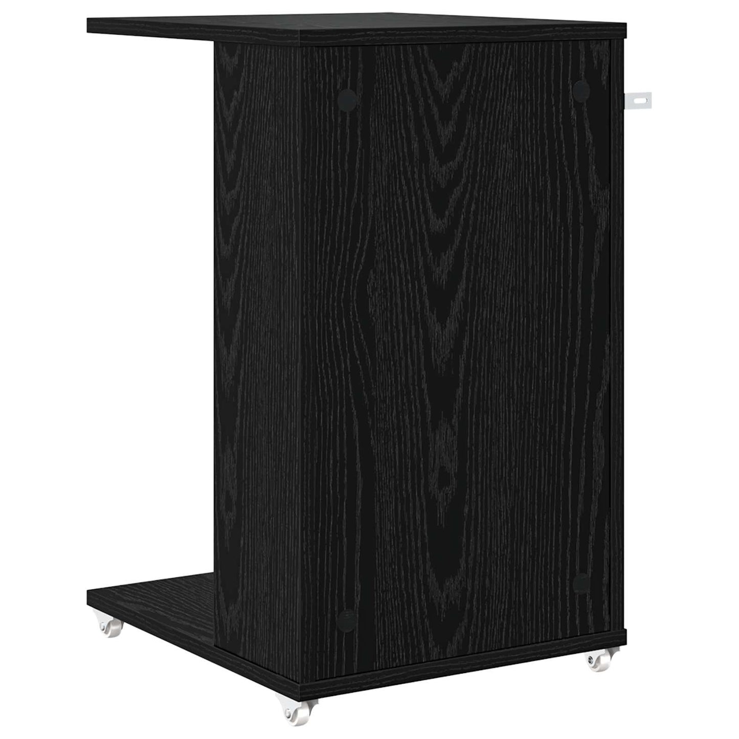 Bijzettafel met wiel Zwart Eiken 40 x 35 x 60 cm Bewerkt hout is nu te koop bij PeponiXL, paradijselijk wonen!