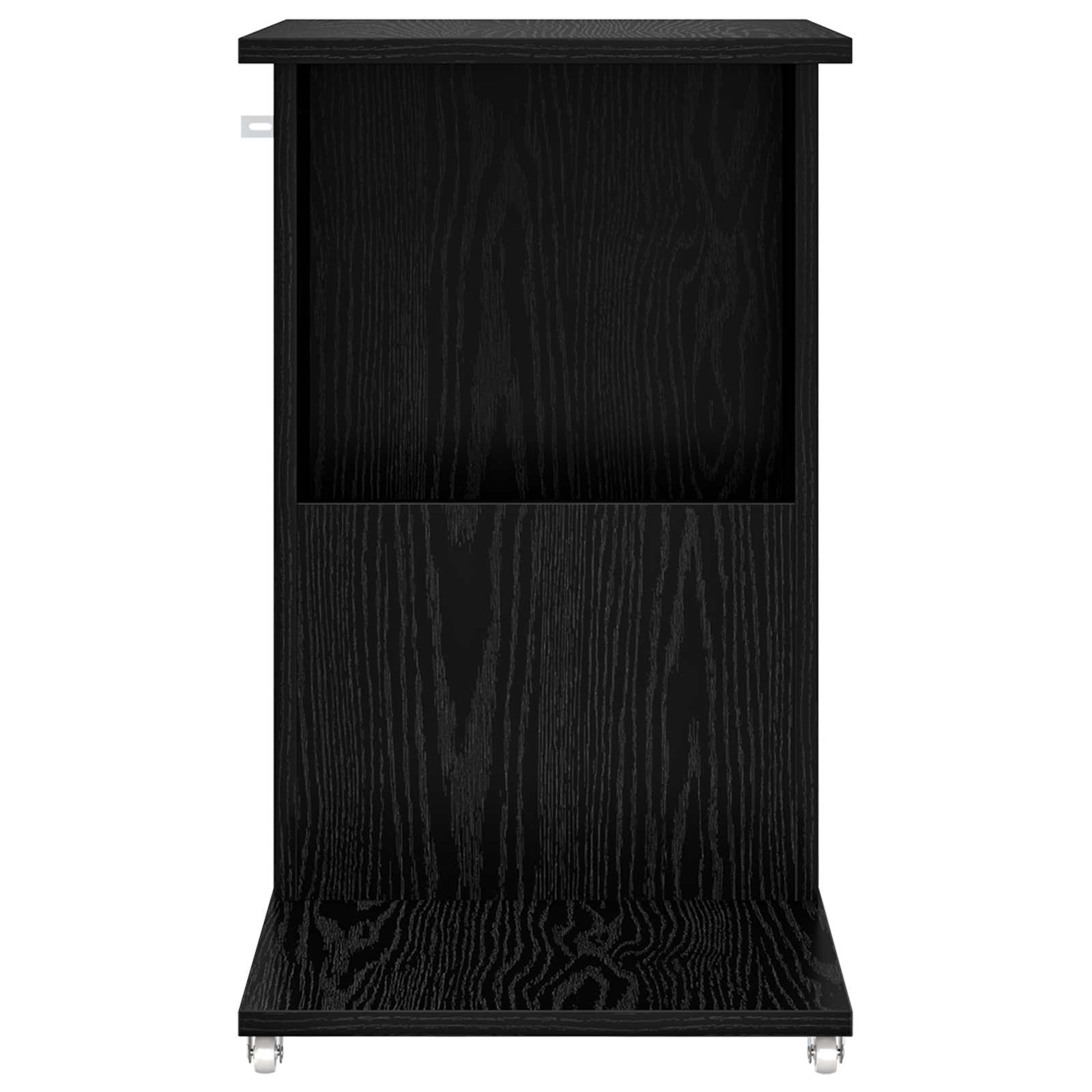 Bijzettafel met wiel Zwart Eiken 40 x 35 x 60 cm Bewerkt hout is nu te koop bij PeponiXL, paradijselijk wonen!
