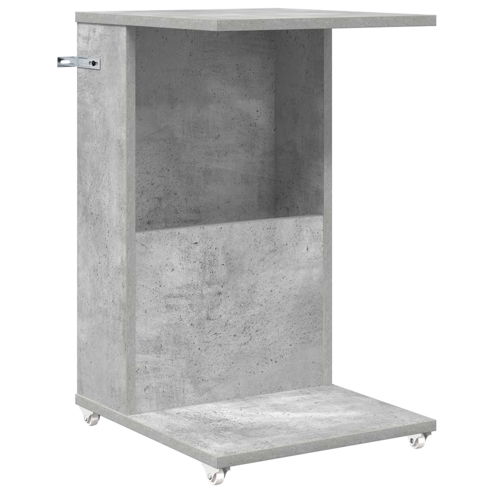 Bijzettafel met wiel Beton Grijs 40 x 35 x 60 cm Bewerkt hout is nu te koop bij PeponiXL, paradijselijk wonen!