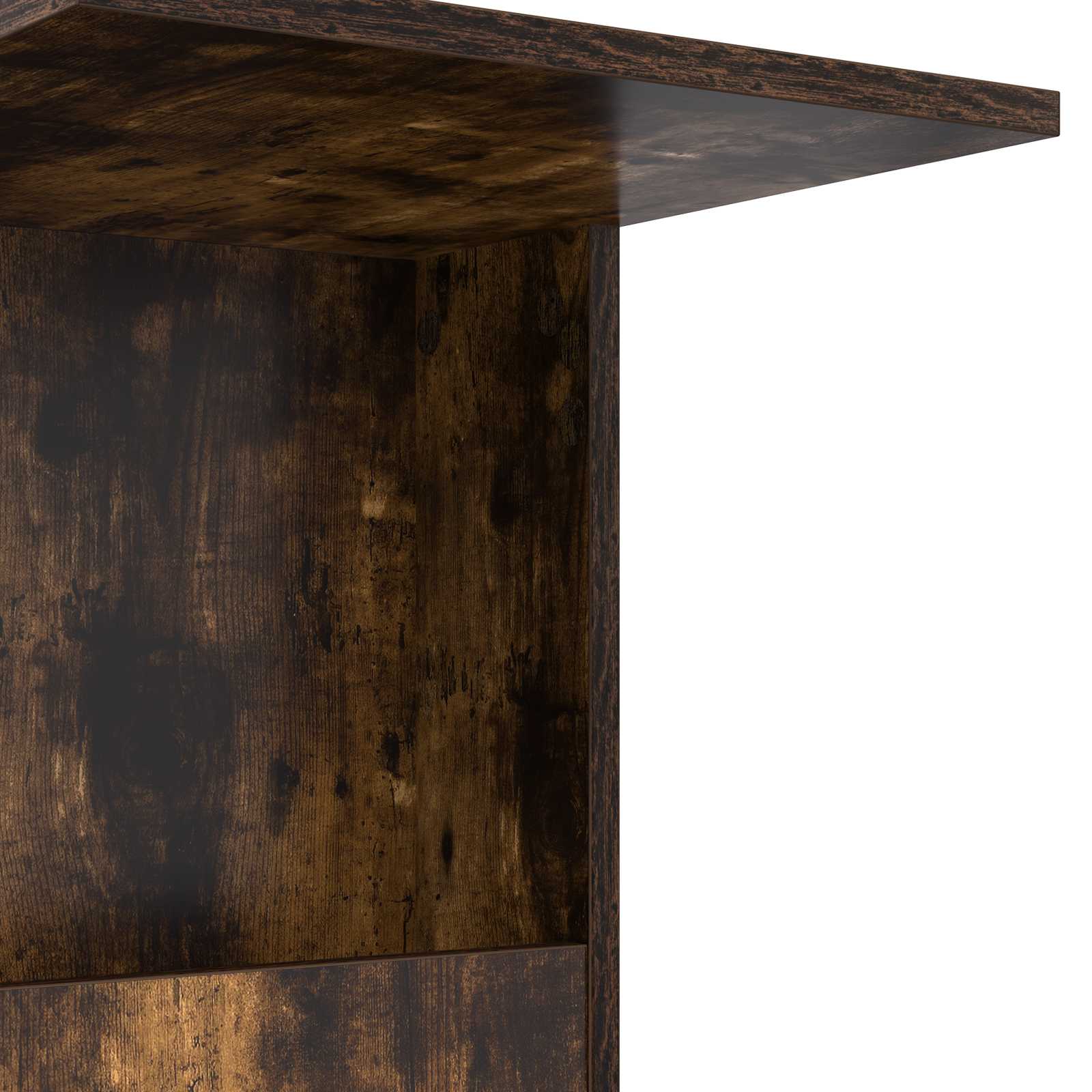 Bijzettafel met wiel Gerookt eiken 40 x 35 x 60 cm Bewerkt hout is nu te koop bij PeponiXL, paradijselijk wonen!