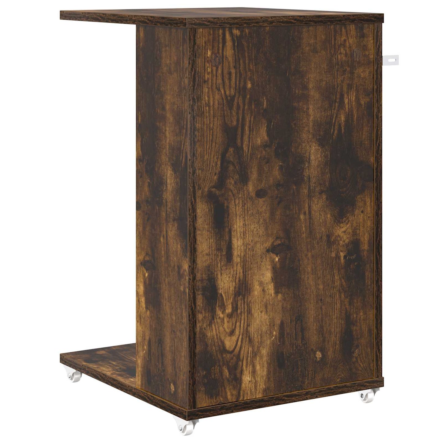 Bijzettafel met wiel Gerookt eiken 40 x 35 x 60 cm Bewerkt hout is nu te koop bij PeponiXL, paradijselijk wonen!