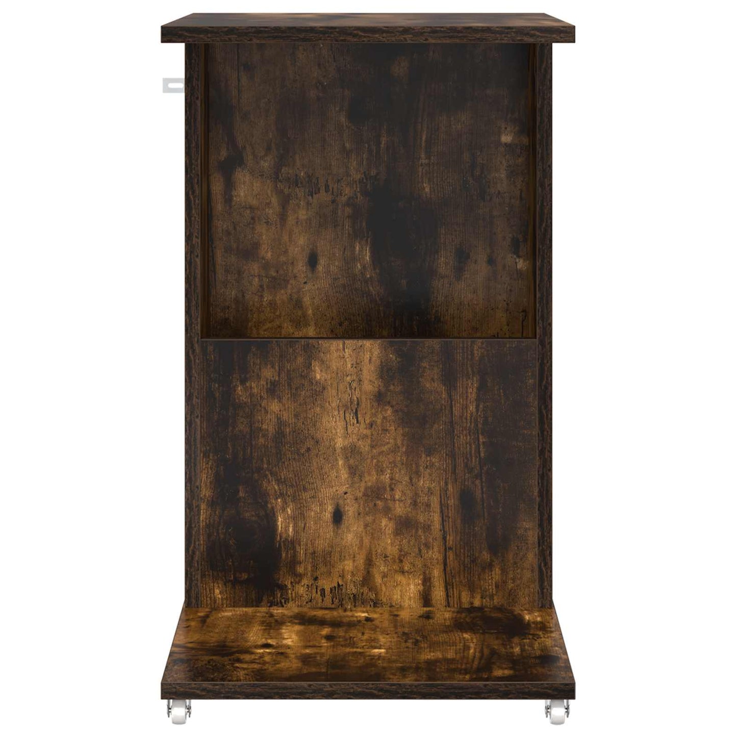 Bijzettafel met wiel Gerookt eiken 40 x 35 x 60 cm Bewerkt hout is nu te koop bij PeponiXL, paradijselijk wonen!