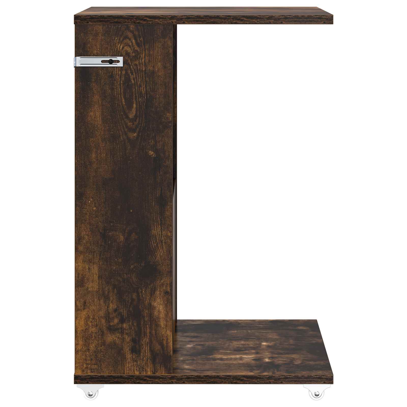 Bijzettafel met wiel Gerookt eiken 40 x 35 x 60 cm Bewerkt hout is nu te koop bij PeponiXL, paradijselijk wonen!