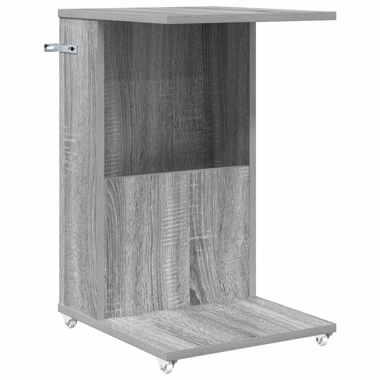 Bijzettafel met wiel Grijs Sonoma 40 x 35 x 60 cm Bewerkt hout is nu te koop bij PeponiXL, paradijselijk wonen!
