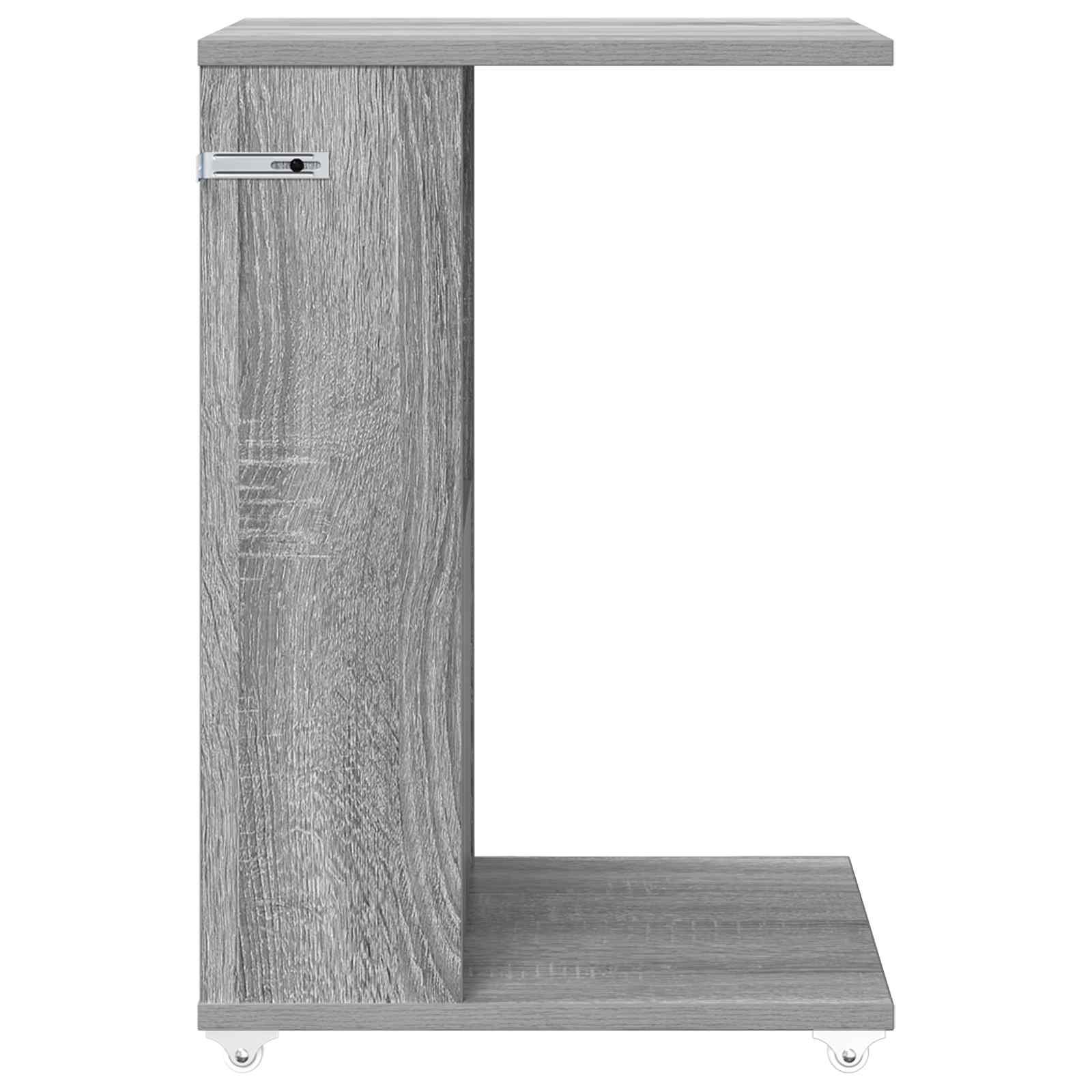 Bijzettafel met wiel Grijs Sonoma 40 x 35 x 60 cm Bewerkt hout is nu te koop bij PeponiXL, paradijselijk wonen!