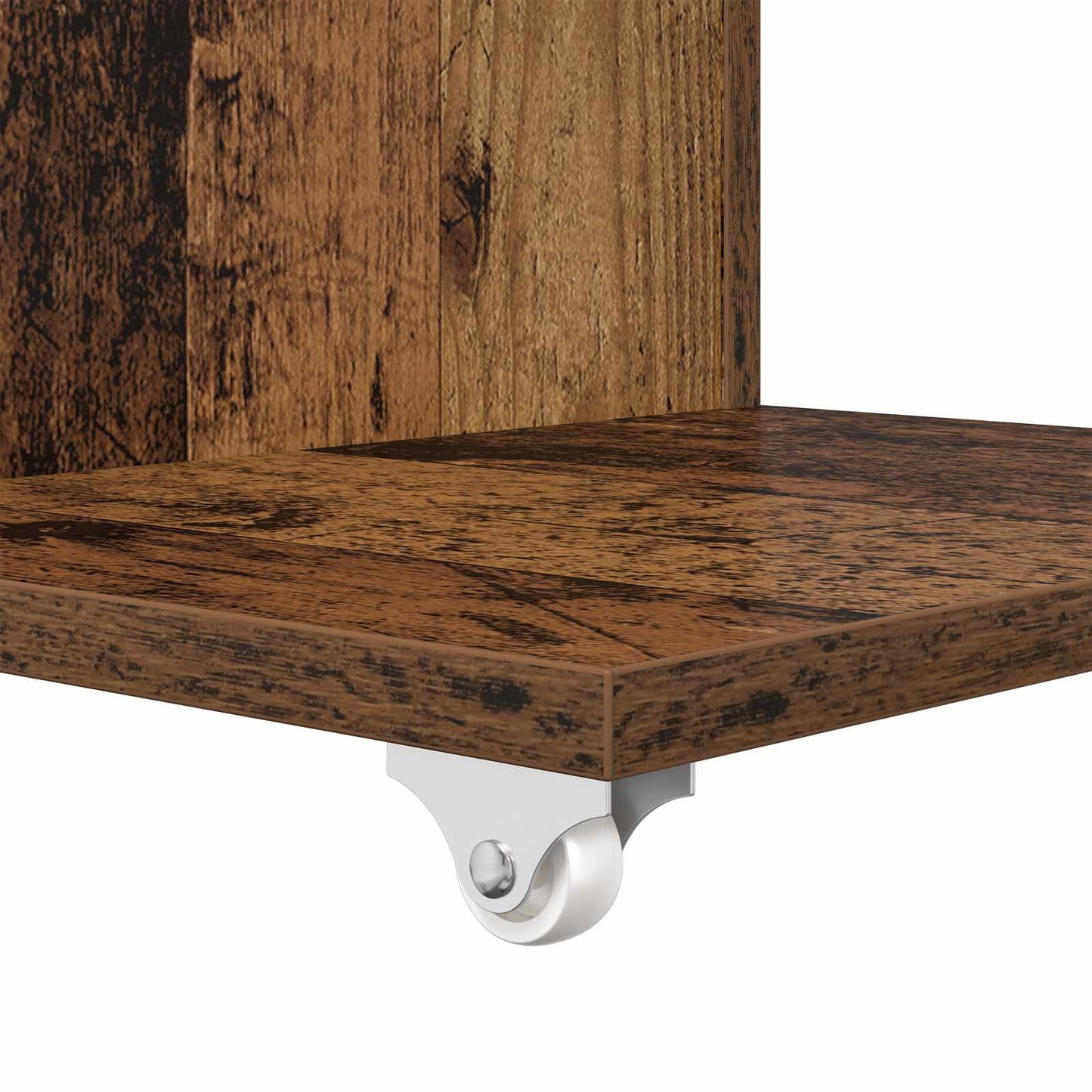 Bijzettafel met wiel Oudhout 40 x 35 x 60 cm Bewerkt hout is nu te koop bij PeponiXL, paradijselijk wonen!
