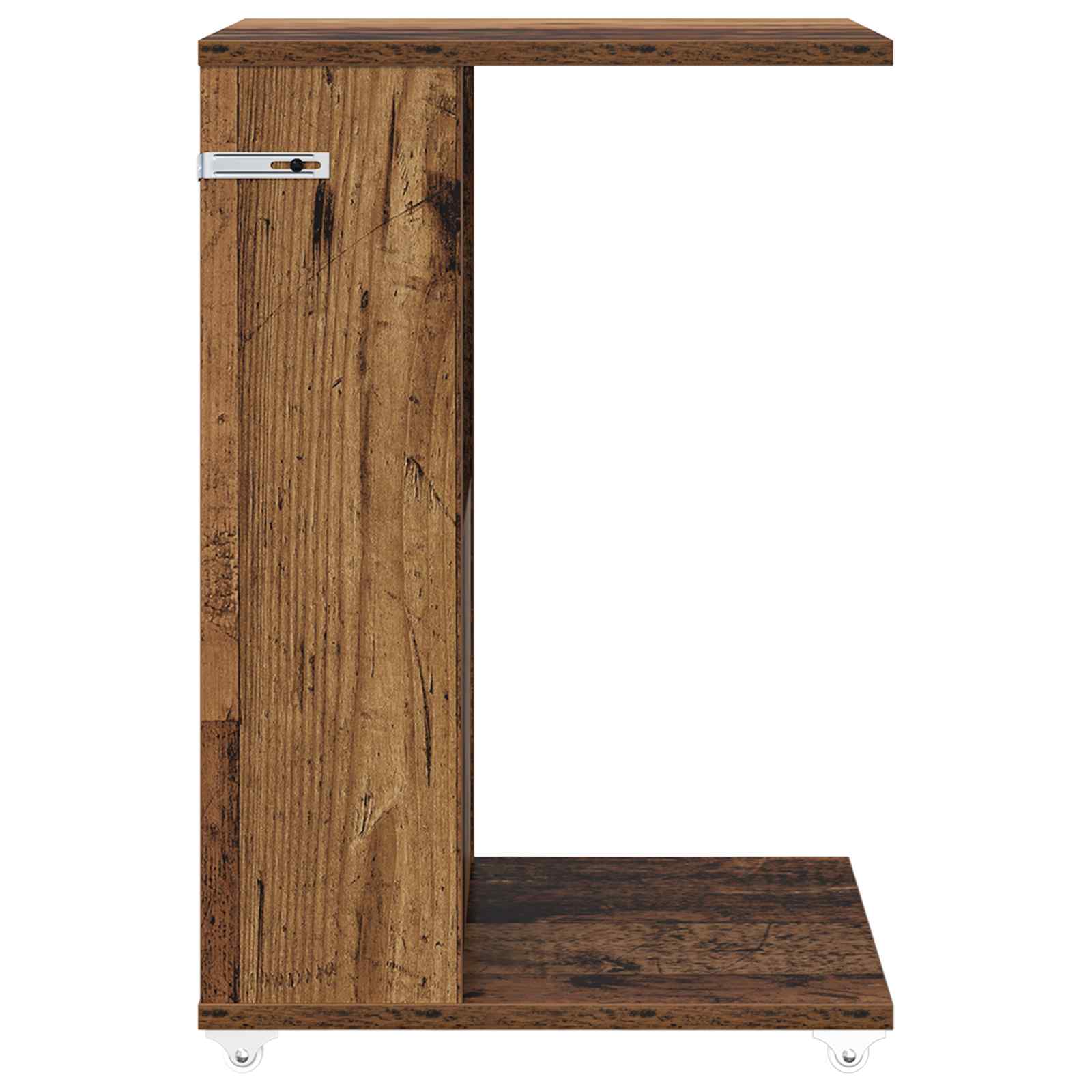 Bijzettafel met wiel Oudhout 40 x 35 x 60 cm Bewerkt hout is nu te koop bij PeponiXL, paradijselijk wonen!