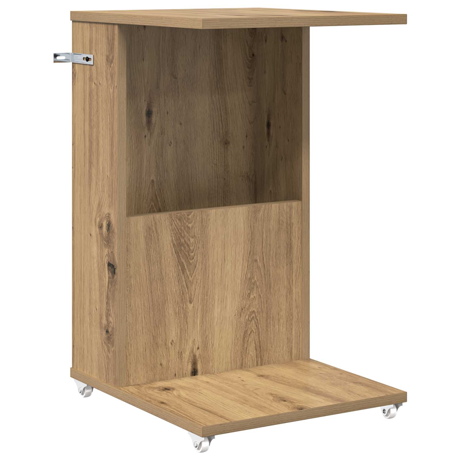 Bijzettafel met wiel Artisan Eiken 40 x 35 x 60 cm Bewerkt hout is nu te koop bij PeponiXL, paradijselijk wonen!