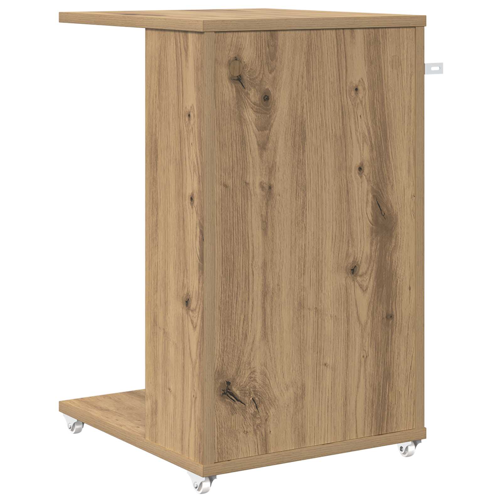 Bijzettafel met wiel Artisan Eiken 40 x 35 x 60 cm Bewerkt hout is nu te koop bij PeponiXL, paradijselijk wonen!
