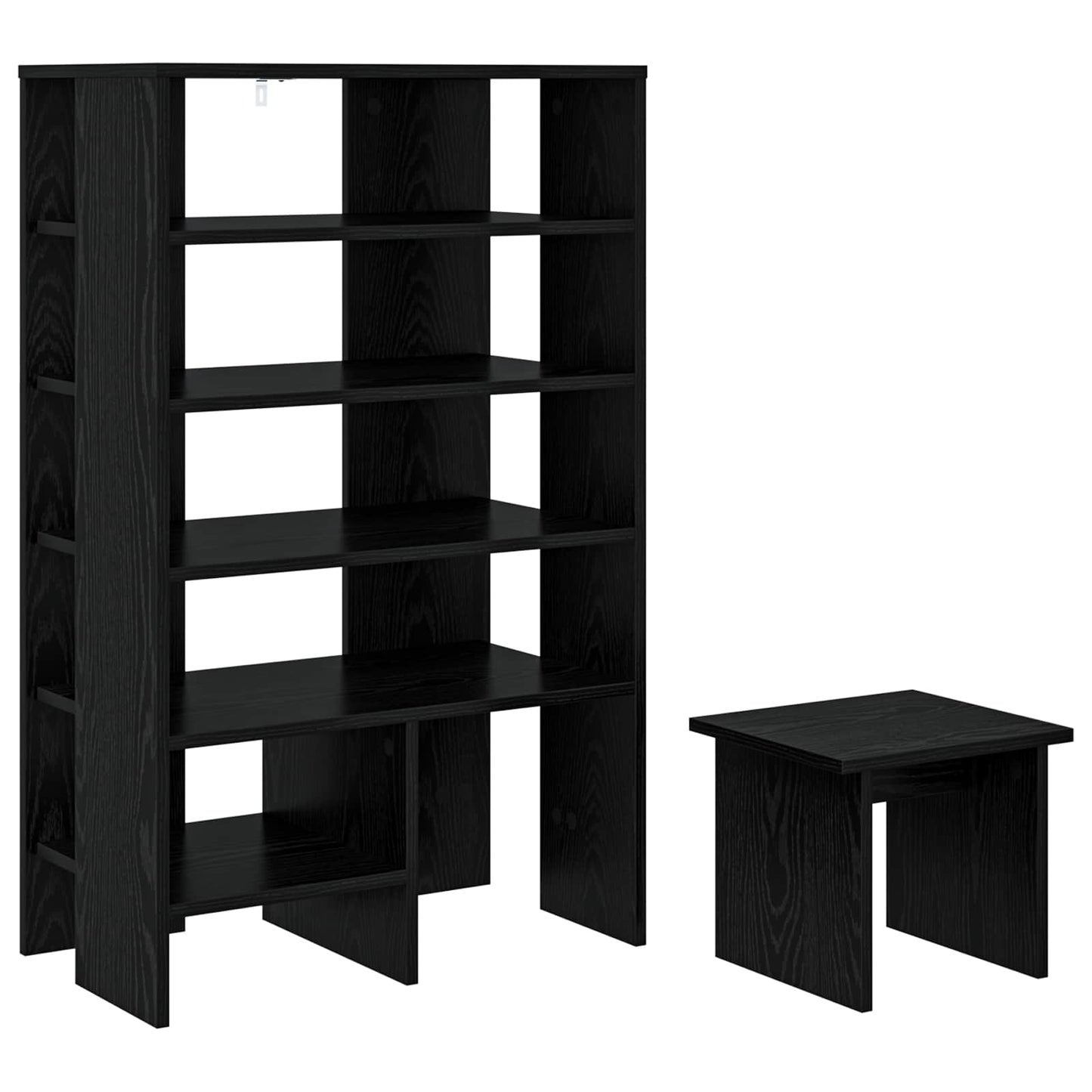 Schoenenkast met plank 2 pcs Zwart Eiken Bewerkt hout is nu te koop bij PeponiXL, paradijselijk wonen!