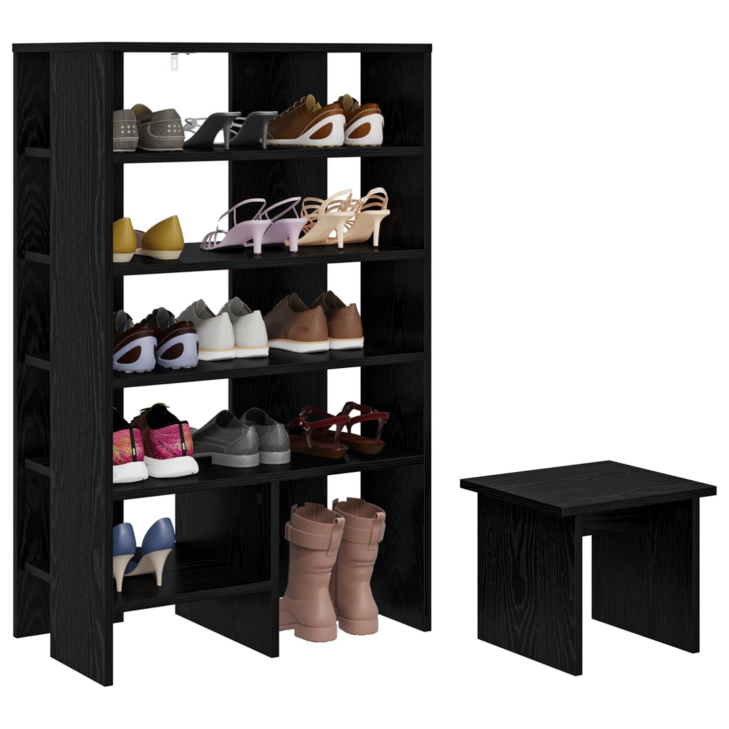 Schoenenkast met plank 2 pcs Zwart Eiken Bewerkt hout is nu te koop bij PeponiXL, paradijselijk wonen!