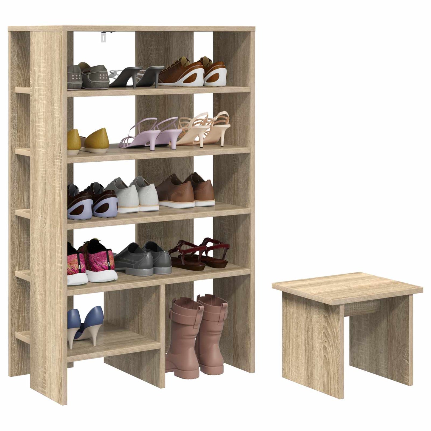 Schoenenkast met plank 2 pcs Sonoma Eiken Bewerkt hout is nu te koop bij PeponiXL, paradijselijk wonen!