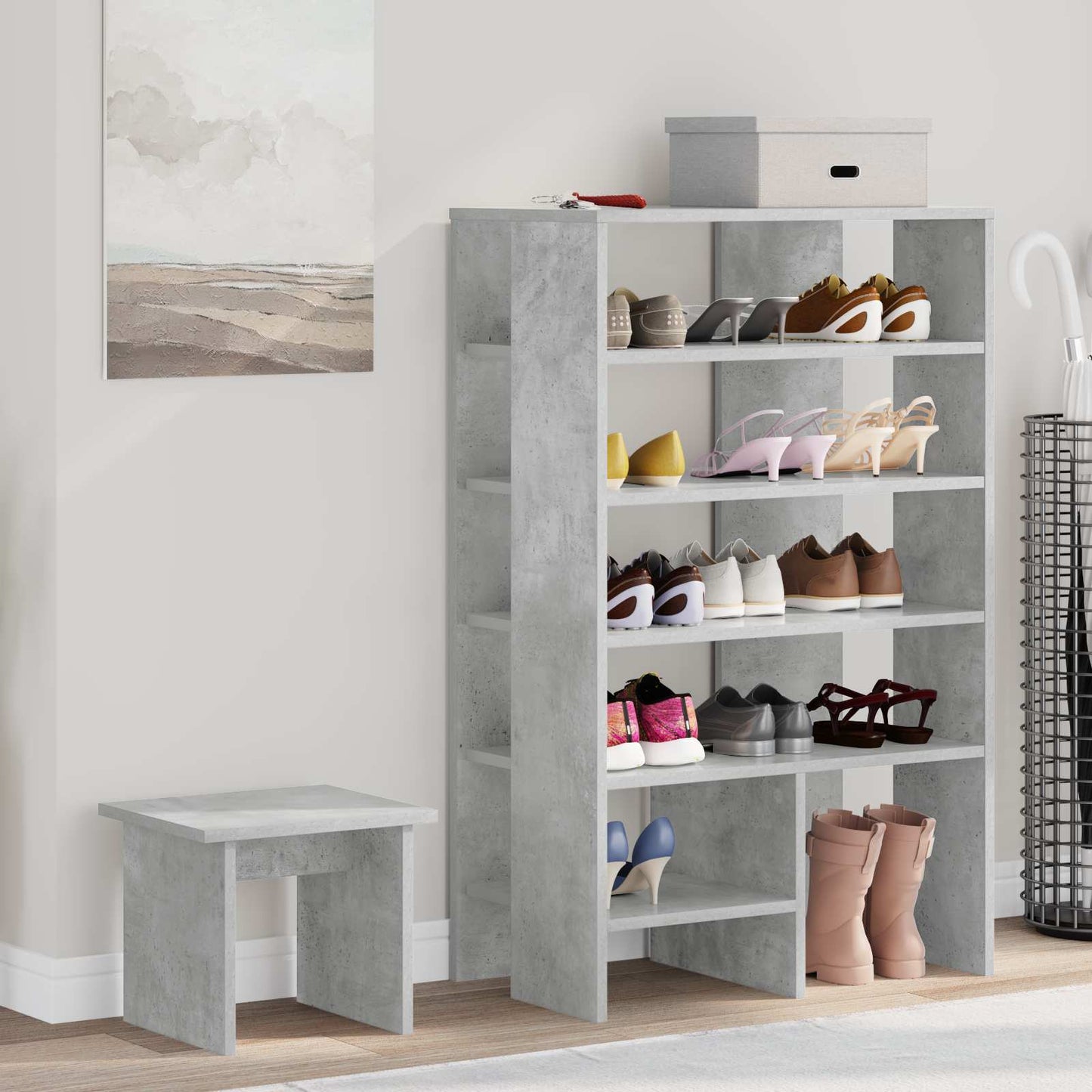Schoenenkast met plank 2 pcs Beton Grijs Bewerkt hout is nu te koop bij PeponiXL, paradijselijk wonen!
