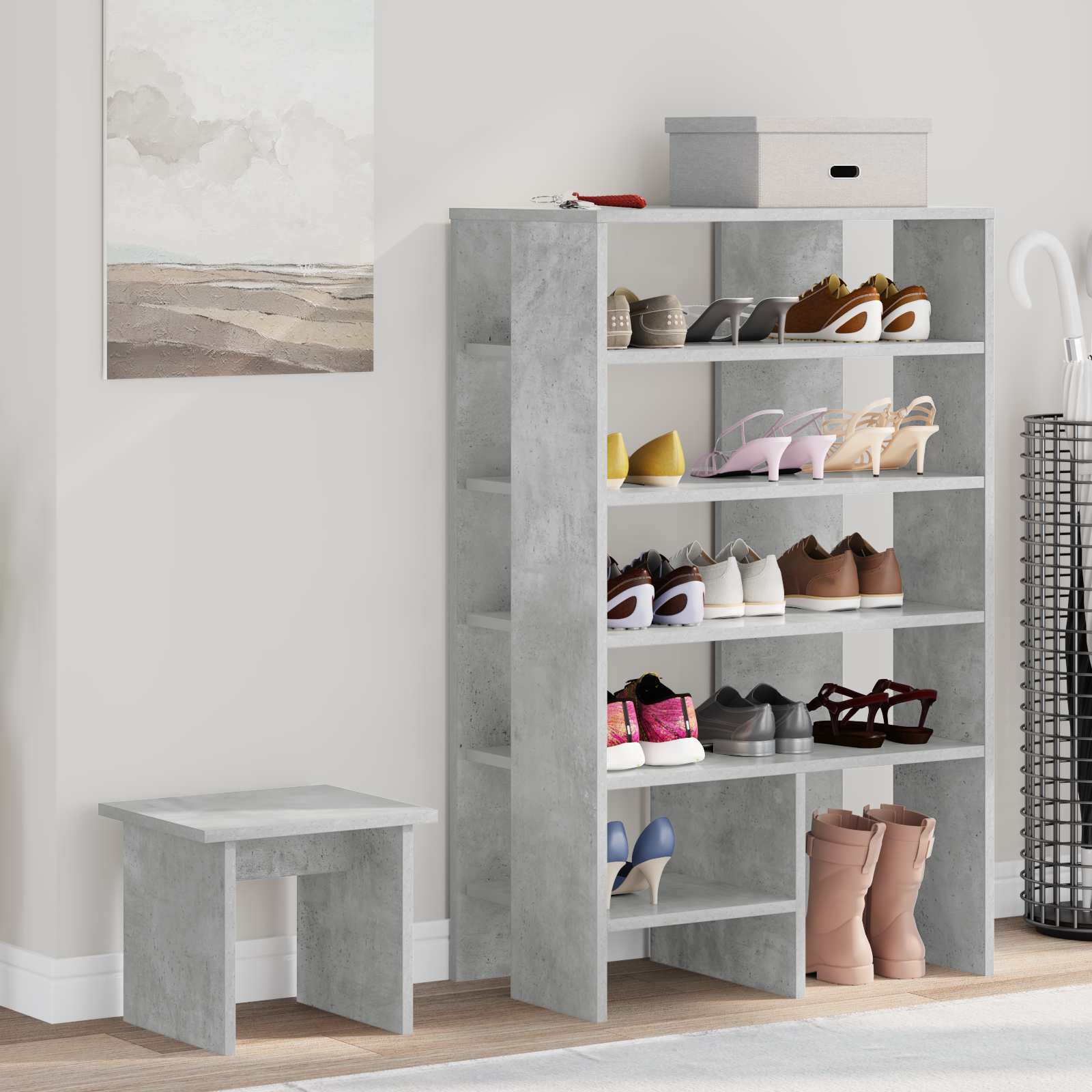 Schoenenkast met plank 2 pcs Beton Grijs Bewerkt hout is nu te koop bij PeponiXL, paradijselijk wonen!