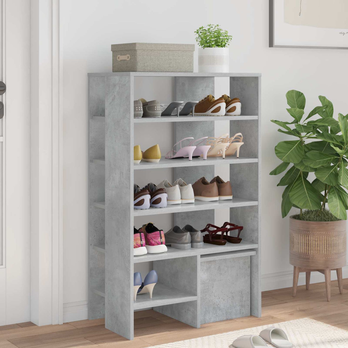 Schoenenkast met plank 2 pcs Beton Grijs Bewerkt hout is nu te koop bij PeponiXL, paradijselijk wonen!