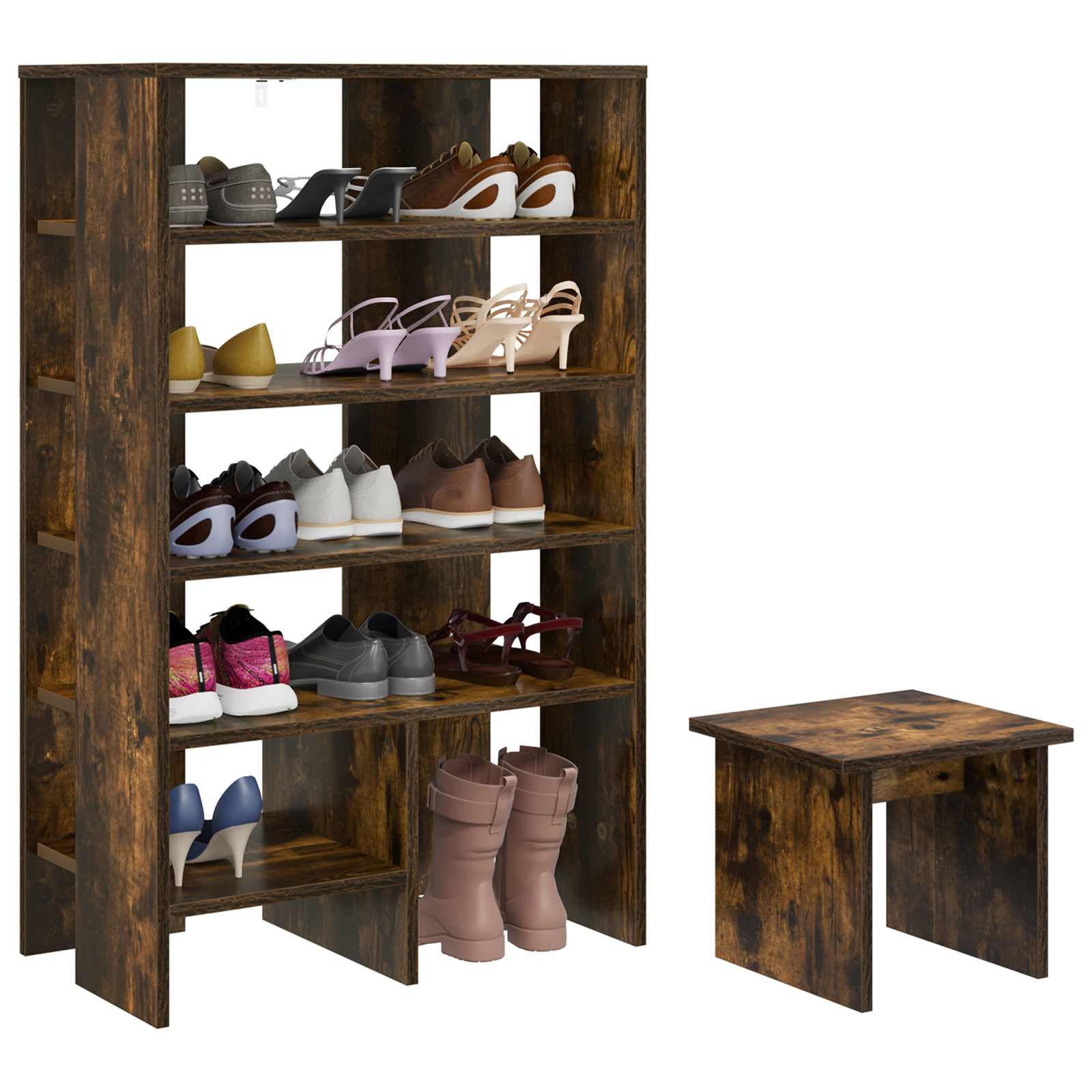 Schoenenkast met plank 2 pcs Gerookt eiken Bewerkt hout is nu te koop bij PeponiXL, paradijselijk wonen!