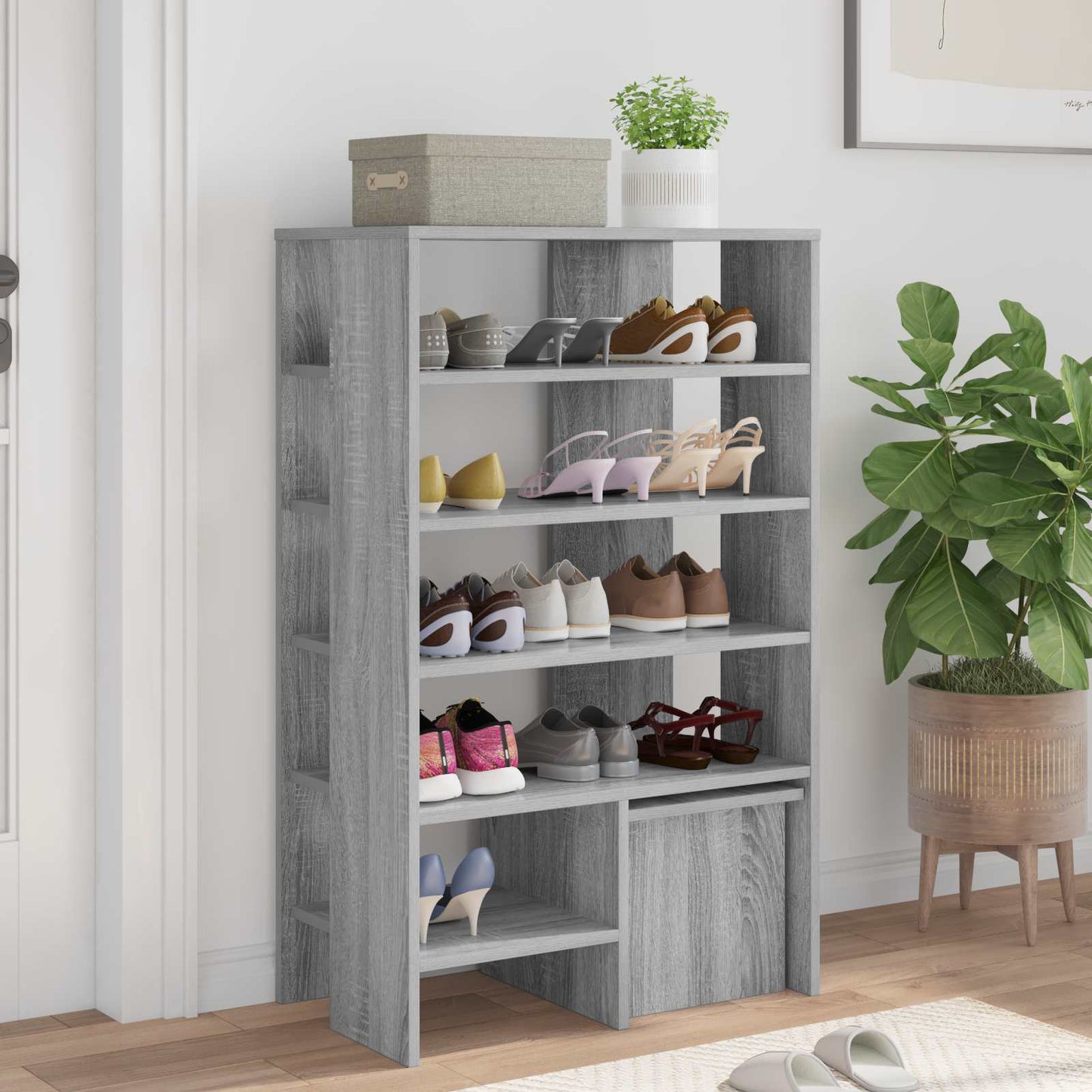 Schoenenkast met plank 2 pcs Grijs Sonoma Bewerkt hout is nu te koop bij PeponiXL, paradijselijk wonen!