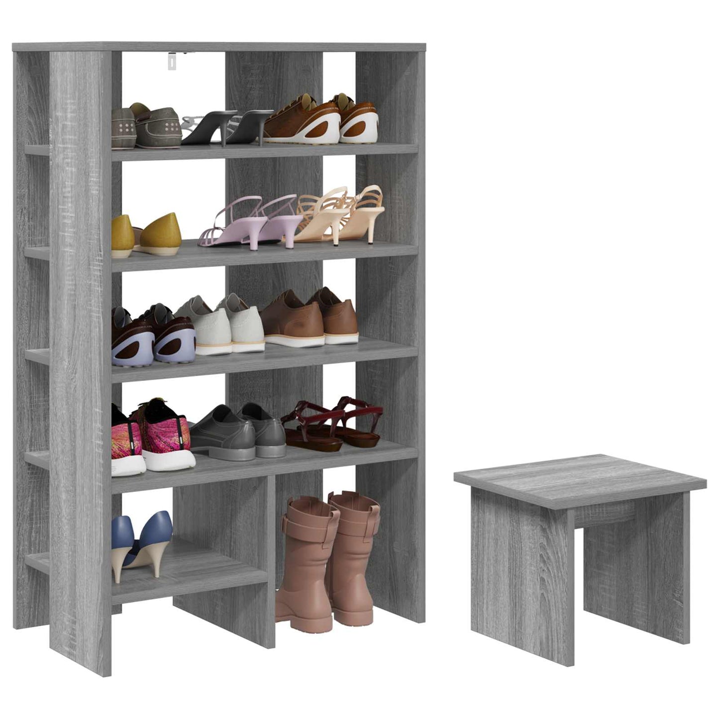 Schoenenkast met plank 2 pcs Grijs Sonoma Bewerkt hout is nu te koop bij PeponiXL, paradijselijk wonen!