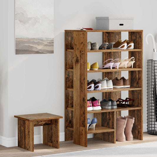 Schoenenkast met plank met opslag 2 pcs Oudhout Bewerkt hout is nu te koop bij PeponiXL, paradijselijk wonen!