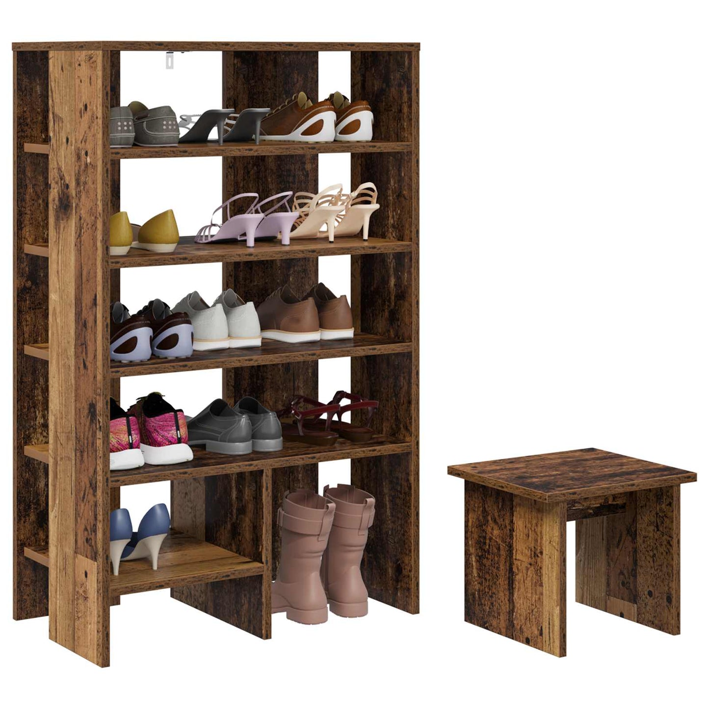Schoenenkast met plank met opslag 2 pcs Oudhout Bewerkt hout is nu te koop bij PeponiXL, paradijselijk wonen!