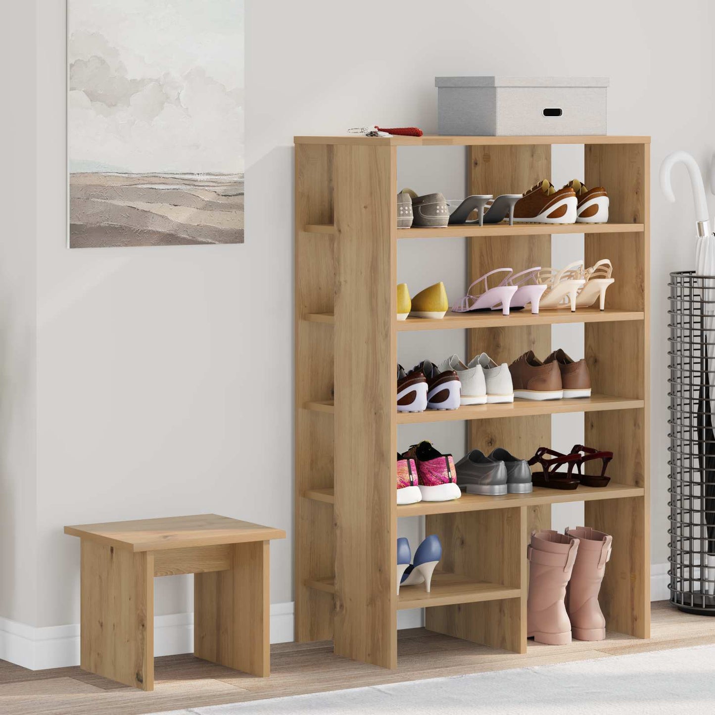 Schoenenkast met plank 2 pcs Artisan Eiken Bewerkt hout is nu te koop bij PeponiXL, paradijselijk wonen!