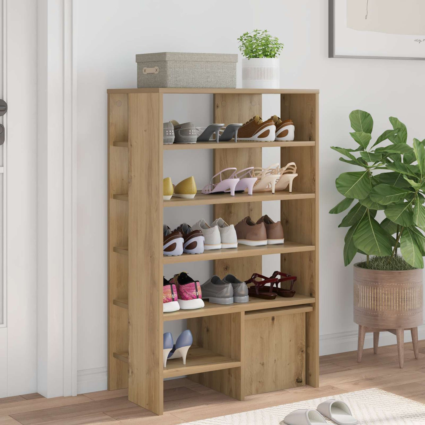 Schoenenkast met plank 2 pcs Artisan Eiken Bewerkt hout is nu te koop bij PeponiXL, paradijselijk wonen!