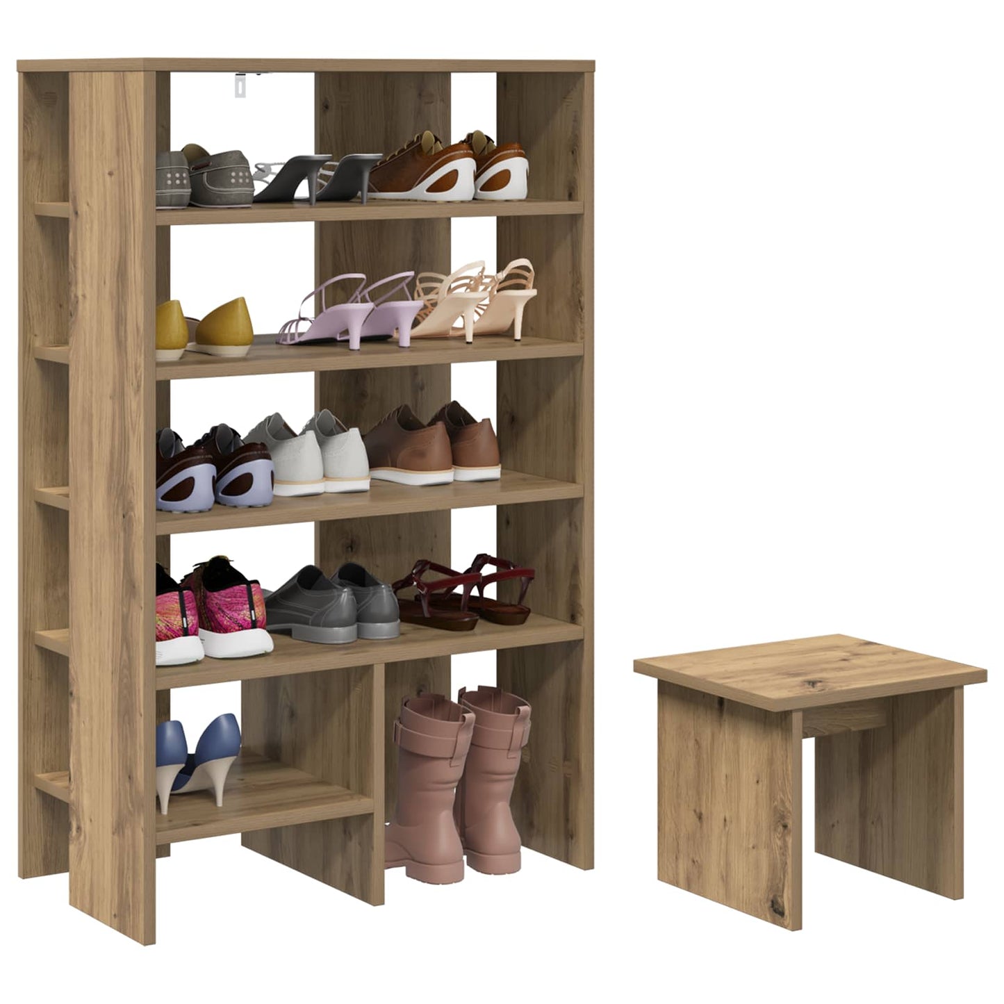 Schoenenkast met plank 2 pcs Artisan Eiken Bewerkt hout is nu te koop bij PeponiXL, paradijselijk wonen!