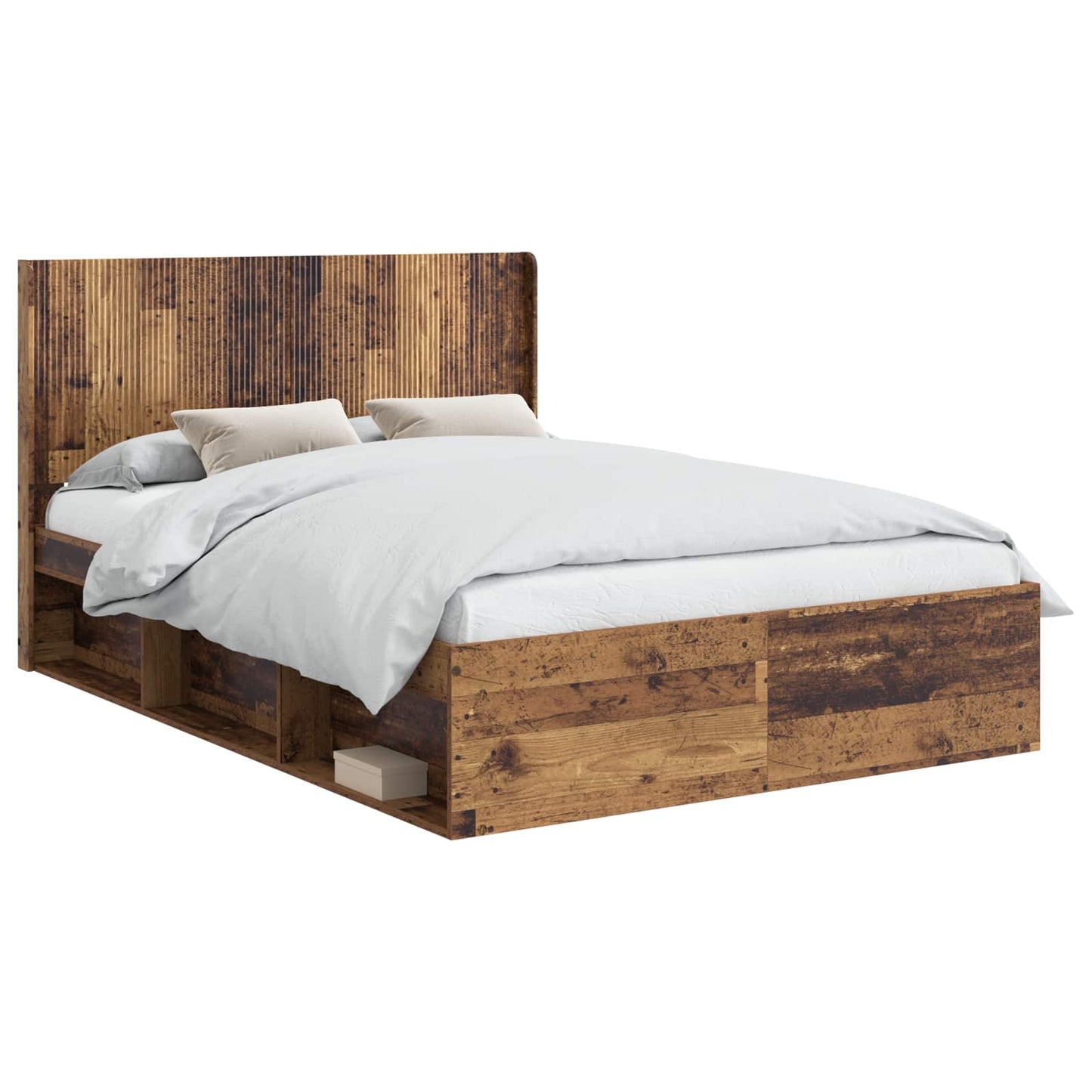 Bedframe met opbergruimte en hoofdbord Oud hout 140 x 200 cm is nu te koop bij PeponiXL, paradijselijk wonen!