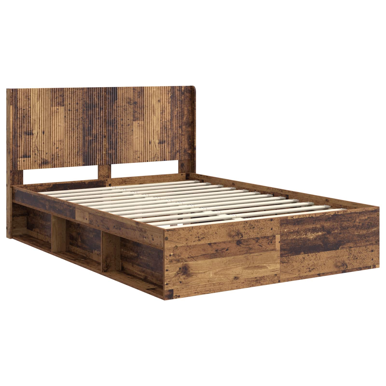 Bedframe met opbergruimte en hoofdbord Oud hout 140 x 200 cm is nu te koop bij PeponiXL, paradijselijk wonen!