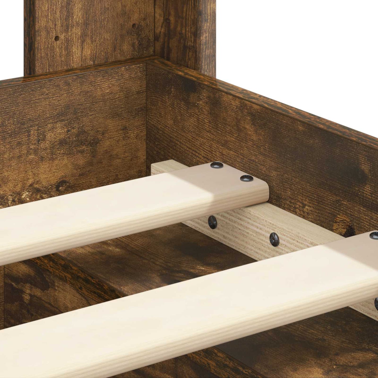 Bedframe met opbergruimte en hoofdbord Gerookt eiken is nu te koop bij PeponiXL, paradijselijk wonen!