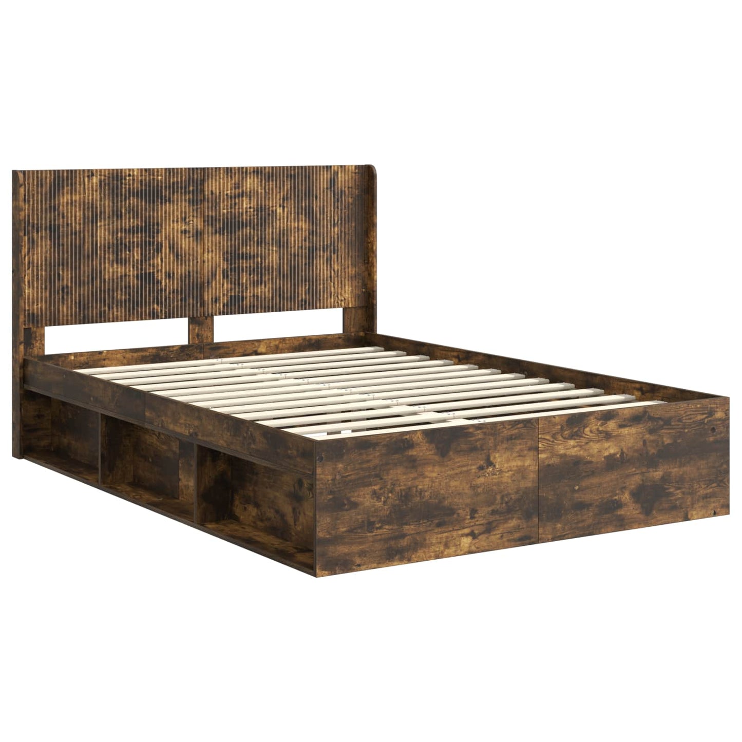Bedframe met opbergruimte en hoofdbord Gerookt eiken is nu te koop bij PeponiXL, paradijselijk wonen!
