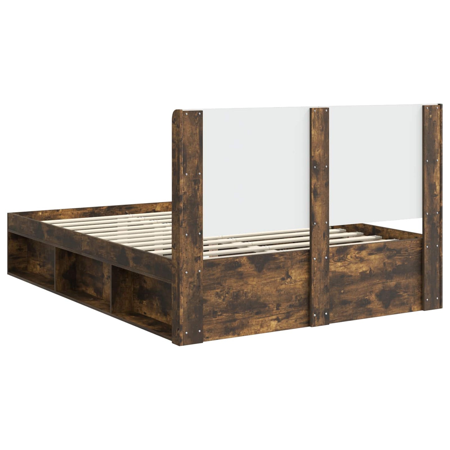 Bedframe met opbergruimte en hoofdbord Gerookt eiken is nu te koop bij PeponiXL, paradijselijk wonen!