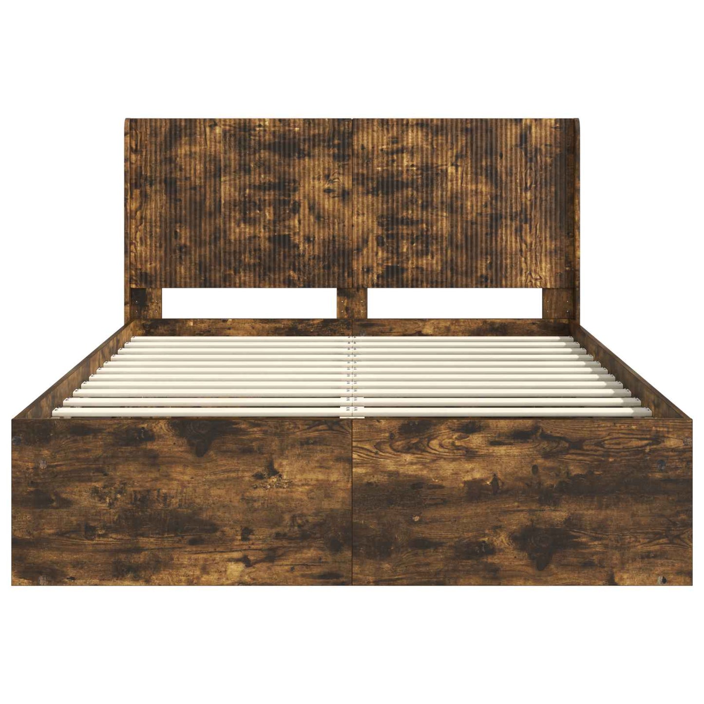 Bedframe met opbergruimte en hoofdbord Gerookt eiken is nu te koop bij PeponiXL, paradijselijk wonen!