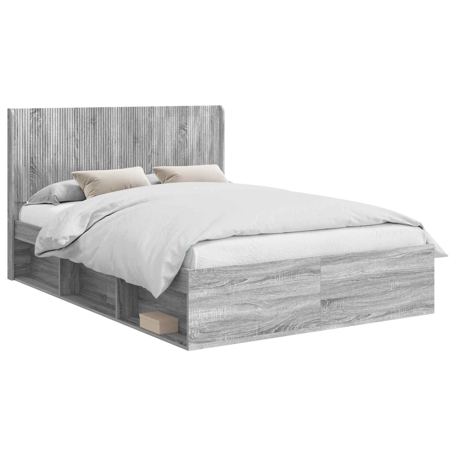 Bedframe met opbergruimte en hoofdbord Grijs Sonoma is nu te koop bij PeponiXL, paradijselijk wonen!