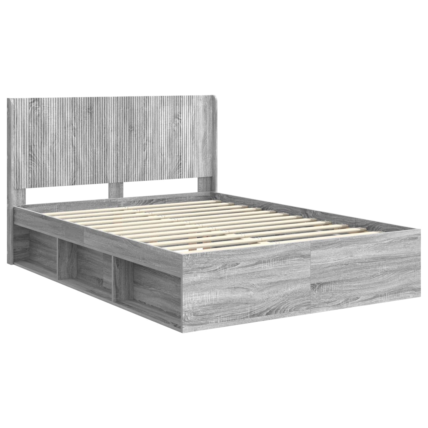 Bedframe met opbergruimte en hoofdbord Grijs Sonoma is nu te koop bij PeponiXL, paradijselijk wonen!