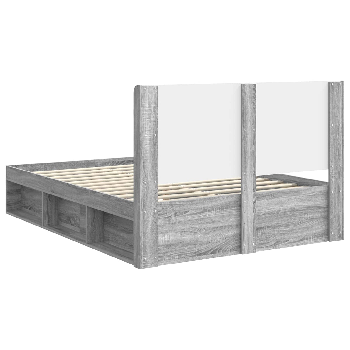 Bedframe met opbergruimte en hoofdbord Grijs Sonoma is nu te koop bij PeponiXL, paradijselijk wonen!