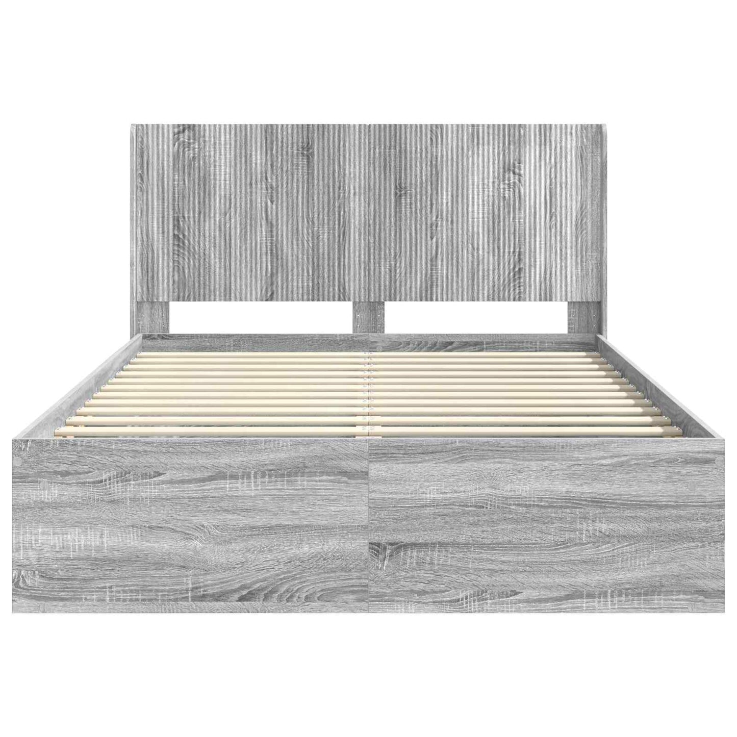 Bedframe met opbergruimte en hoofdbord Grijs Sonoma is nu te koop bij PeponiXL, paradijselijk wonen!