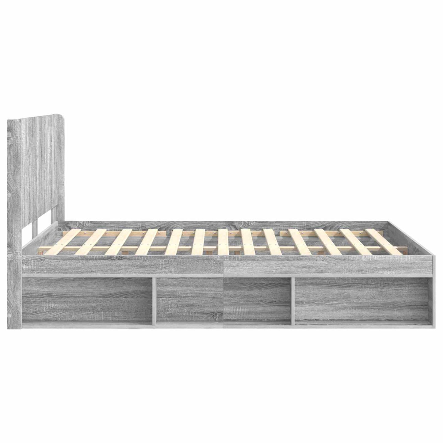 Bedframe met opbergruimte en hoofdbord Grijs Sonoma is nu te koop bij PeponiXL, paradijselijk wonen!