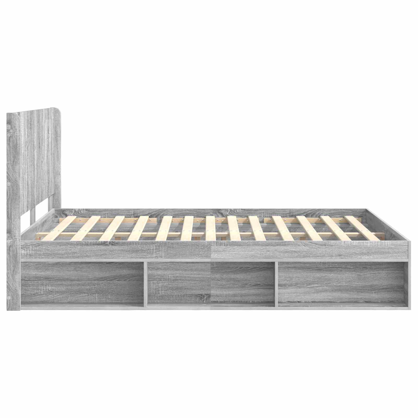 Bedframe met opbergruimte en hoofdbord Grijs Sonoma is nu te koop bij PeponiXL, paradijselijk wonen!