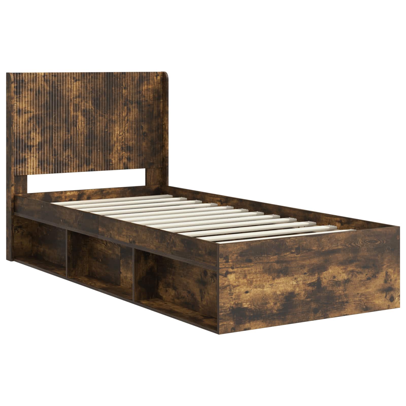Bedframe met opbergruimte en hoofdbord Gerookt eiken is nu te koop bij PeponiXL, paradijselijk wonen!