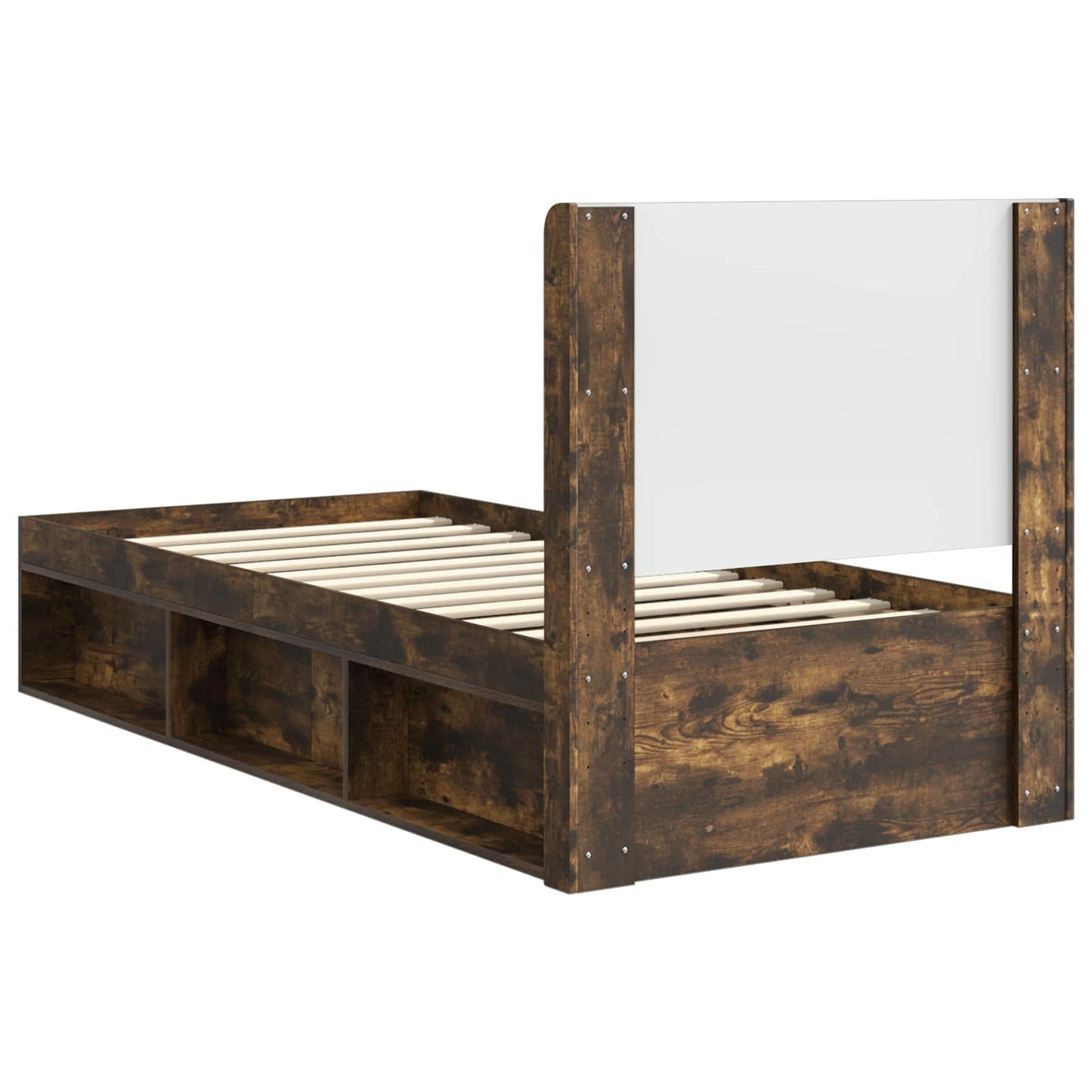 Bedframe met opbergruimte en hoofdbord Gerookt eiken is nu te koop bij PeponiXL, paradijselijk wonen!