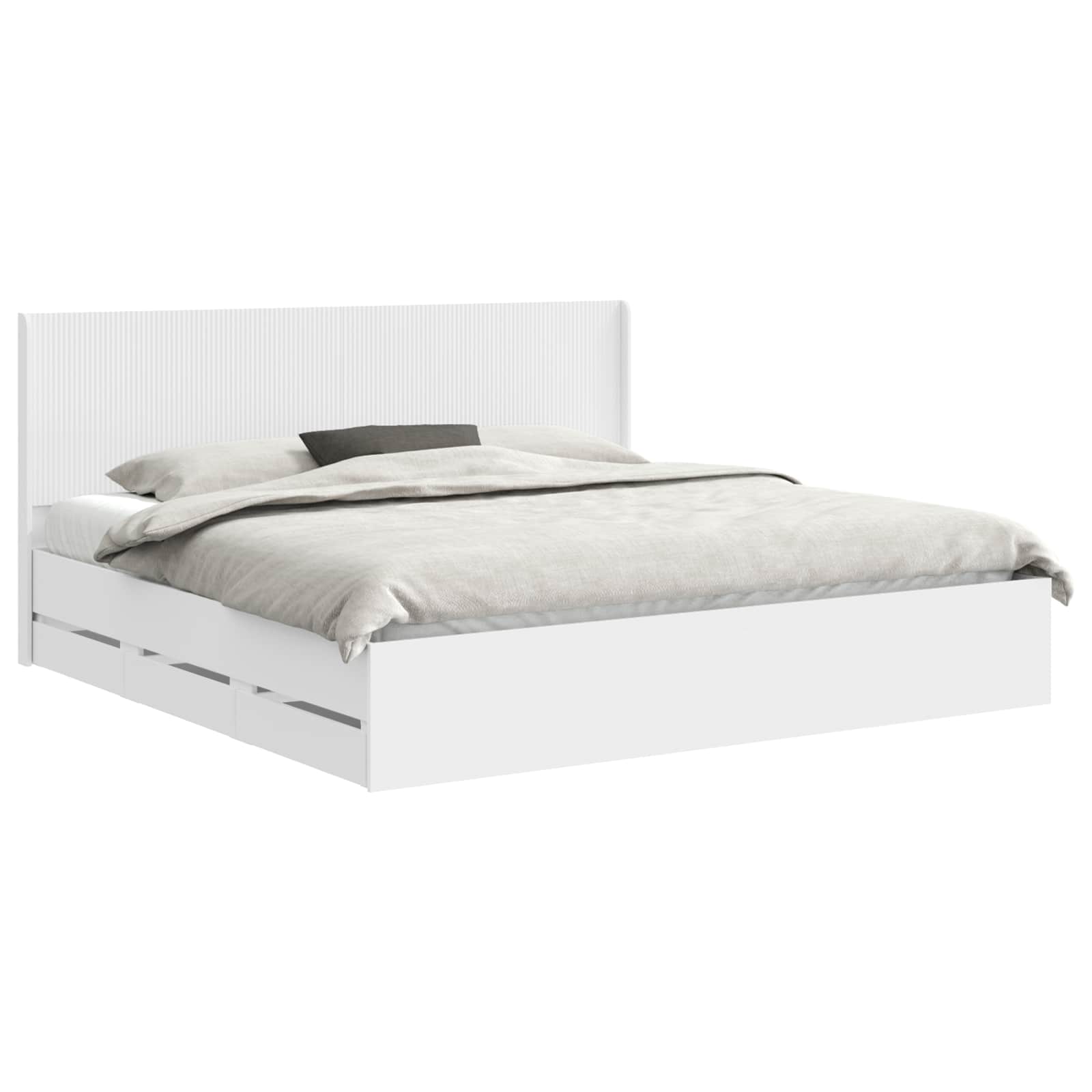 Bedframe met opbergruimte en hoofdbord Wit 200 x 200 cm is nu te koop bij PeponiXL, paradijselijk wonen!