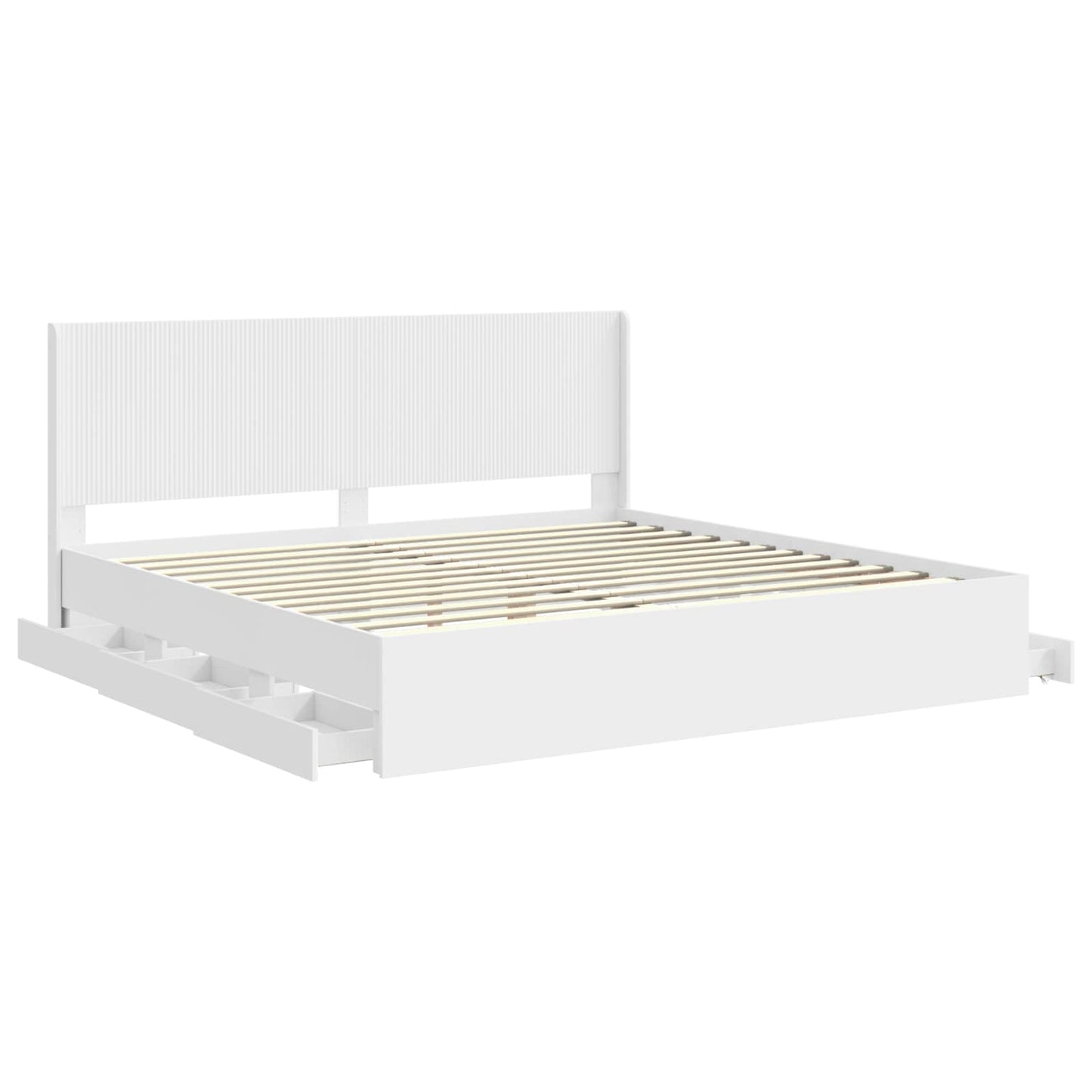 Bedframe met opbergruimte en hoofdbord Wit 200 x 200 cm is nu te koop bij PeponiXL, paradijselijk wonen!