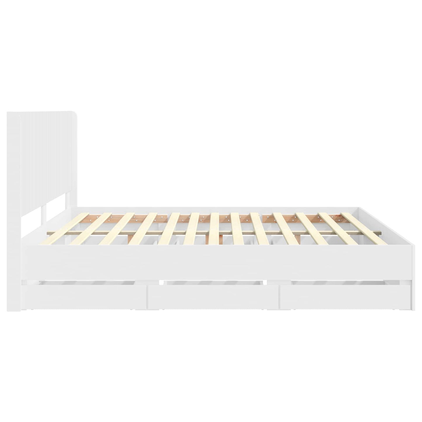 Bedframe met opbergruimte en hoofdbord Wit 200 x 200 cm is nu te koop bij PeponiXL, paradijselijk wonen!