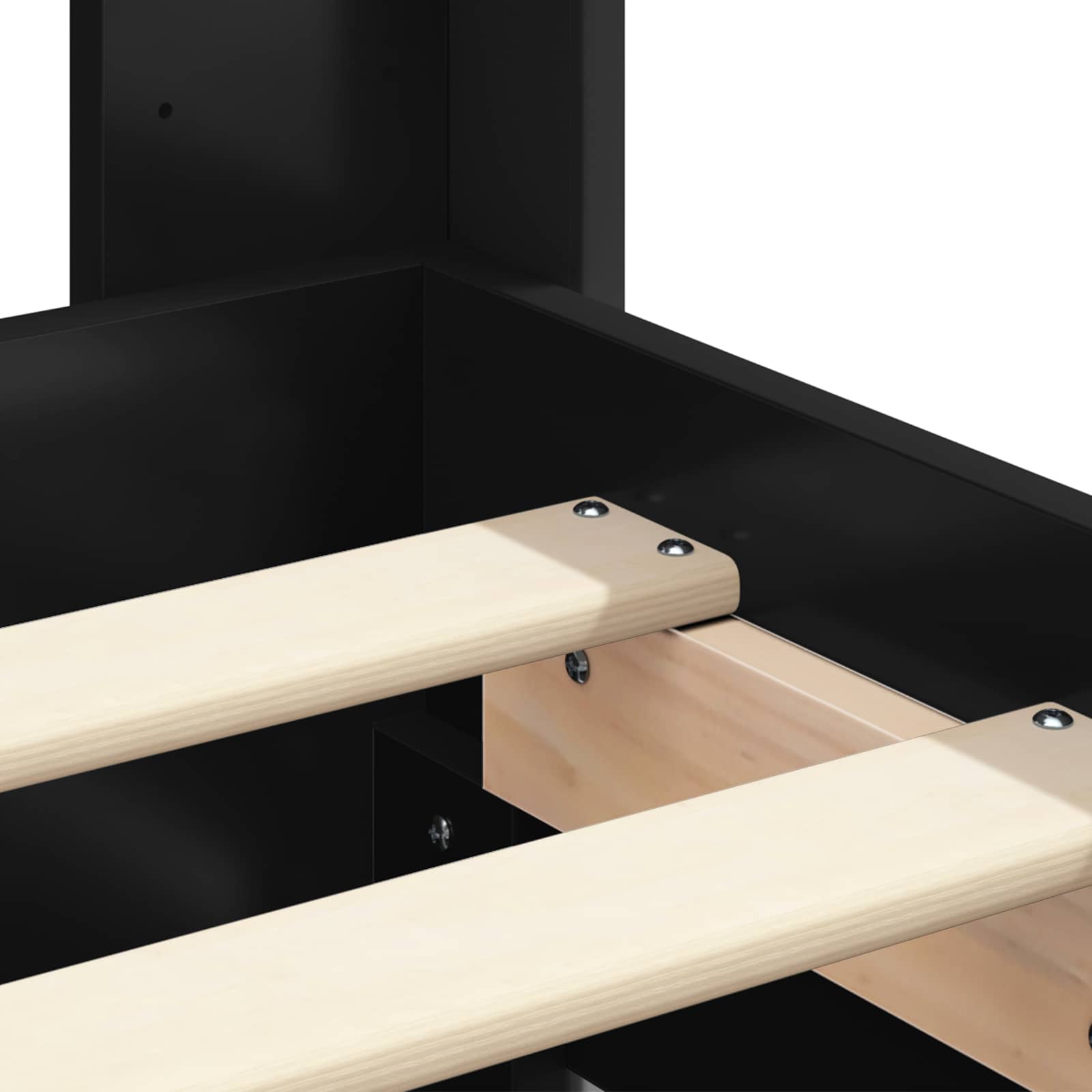 Bedframe met opbergruimte en hoofdbord Zwart 200 x 200 cm is nu te koop bij PeponiXL, paradijselijk wonen!