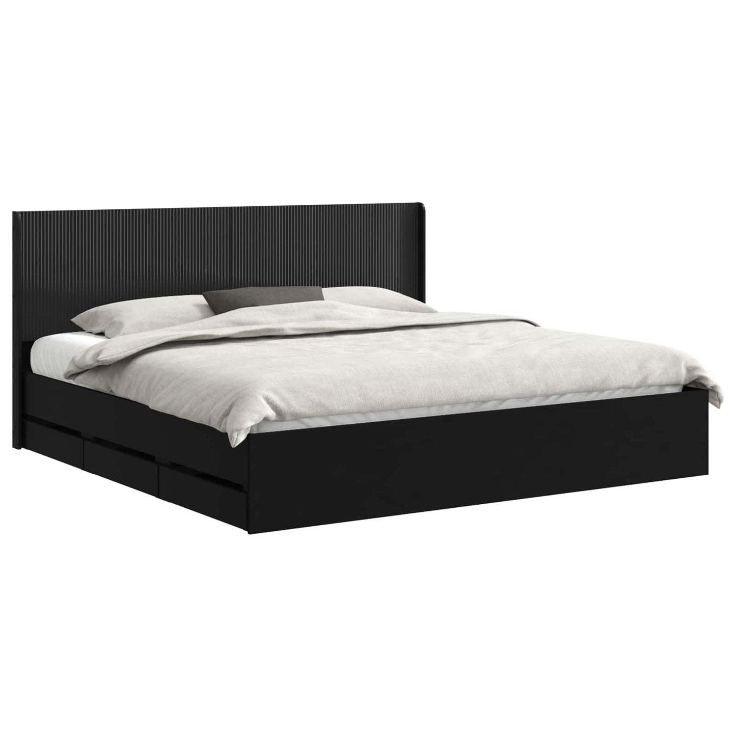 Bedframe met opbergruimte en hoofdbord Zwart 200 x 200 cm is nu te koop bij PeponiXL, paradijselijk wonen!