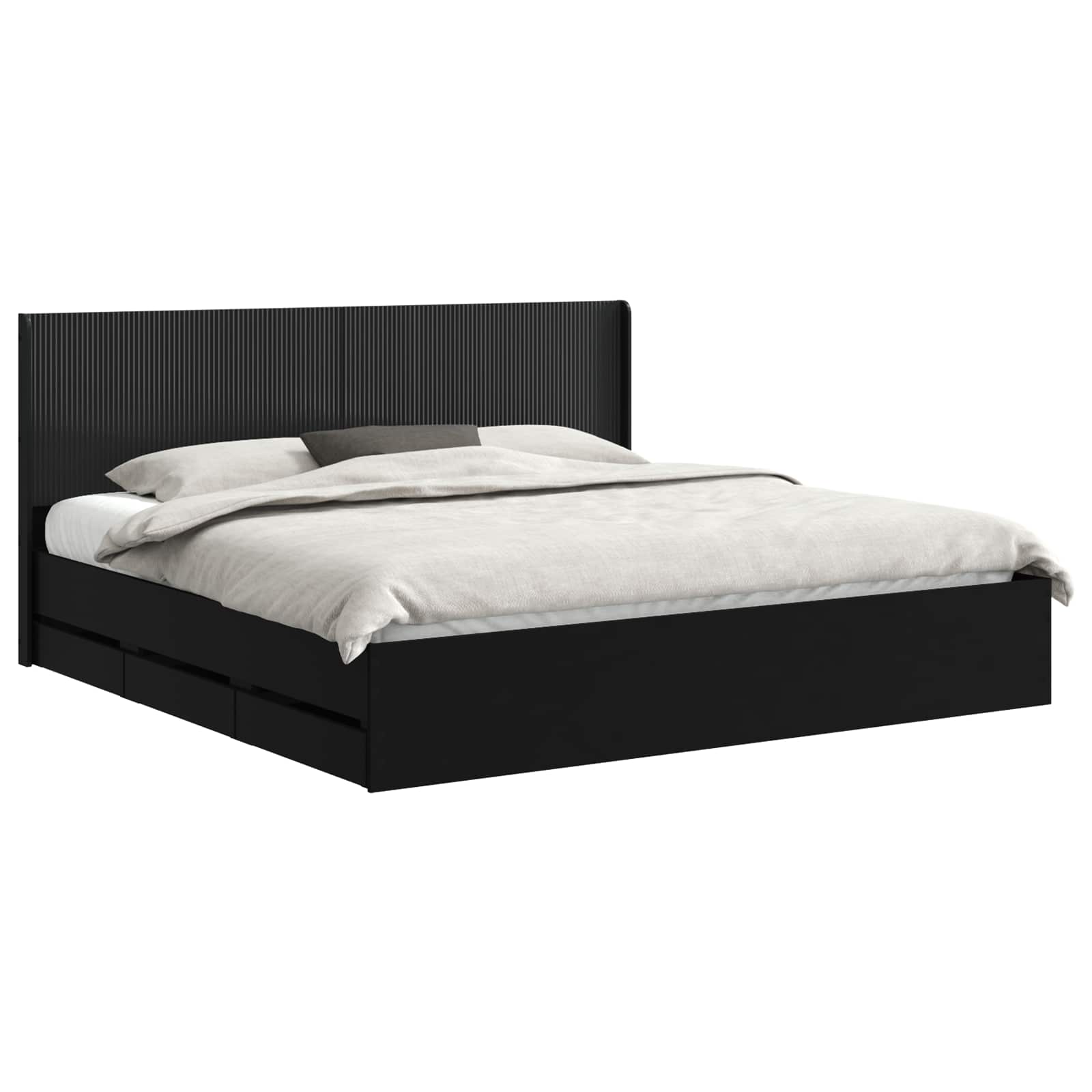 Bedframe met opbergruimte en hoofdbord Zwart 200 x 200 cm is nu te koop bij PeponiXL, paradijselijk wonen!